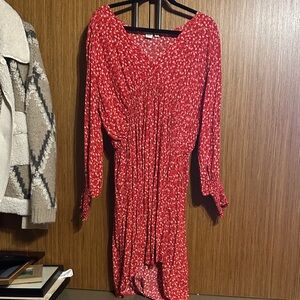 GAP Red Long Sleeve Floral Dress